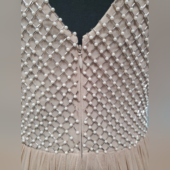 Adrianna Papell Creme Pearl Beaded Maxi Dress Sz 2 New with tags - Picture 7 of 11